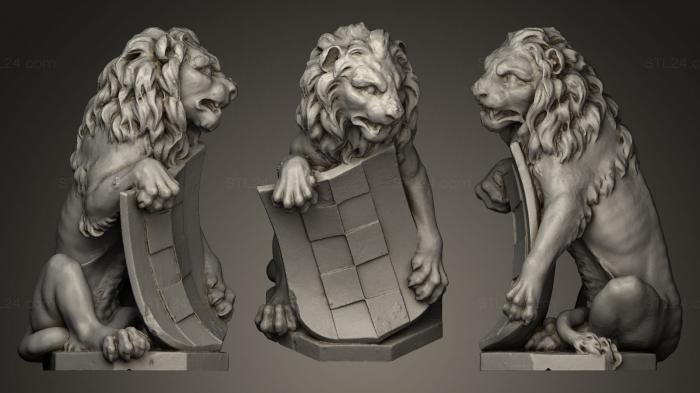 Статуэтки львы тигры сфинксы (Ваппантье лев, STKL_0103) 3D модель для ЧПУ станка